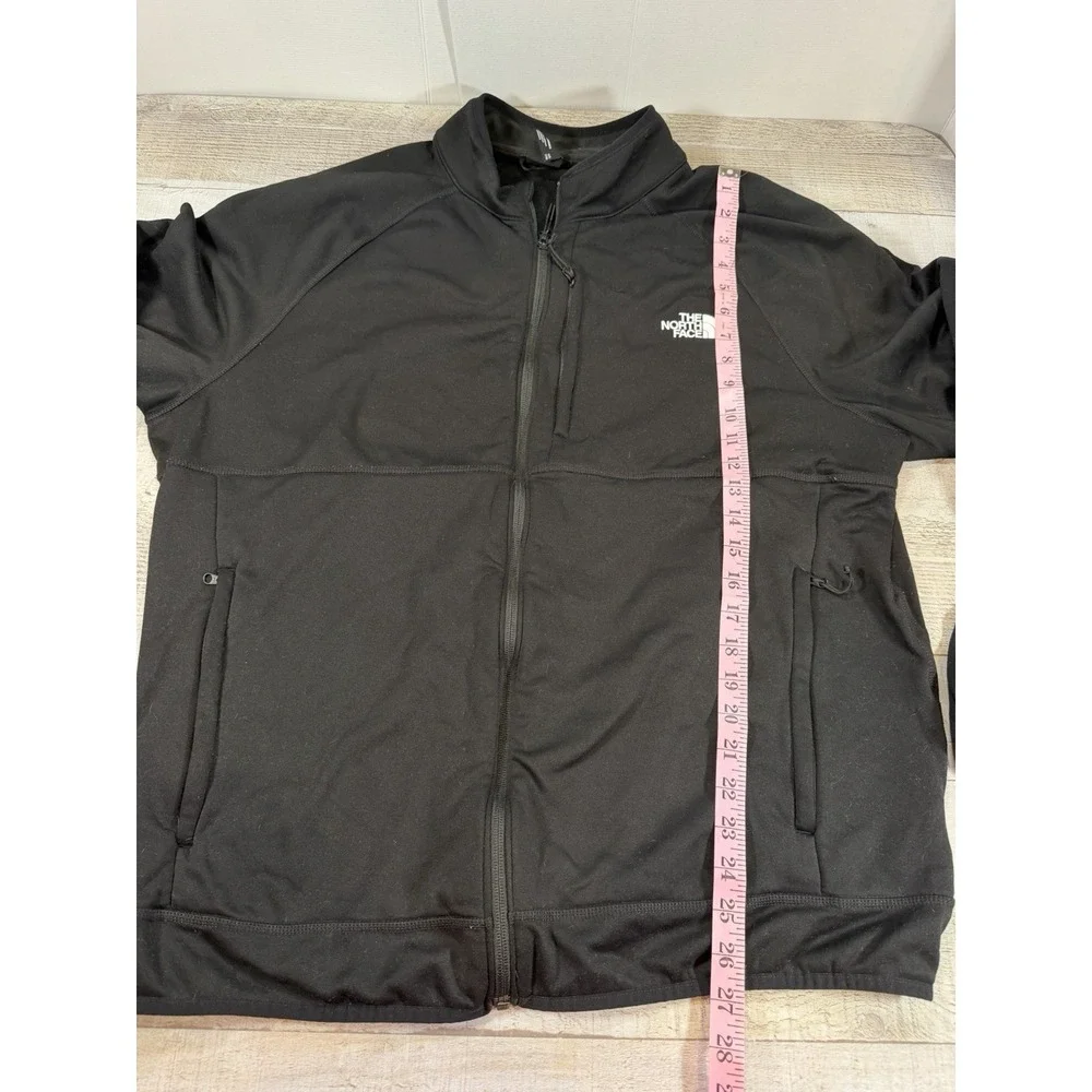 The North Face Mens XXL Black Full Zip Fleece Jacket Stretch Zip Pockets TNF